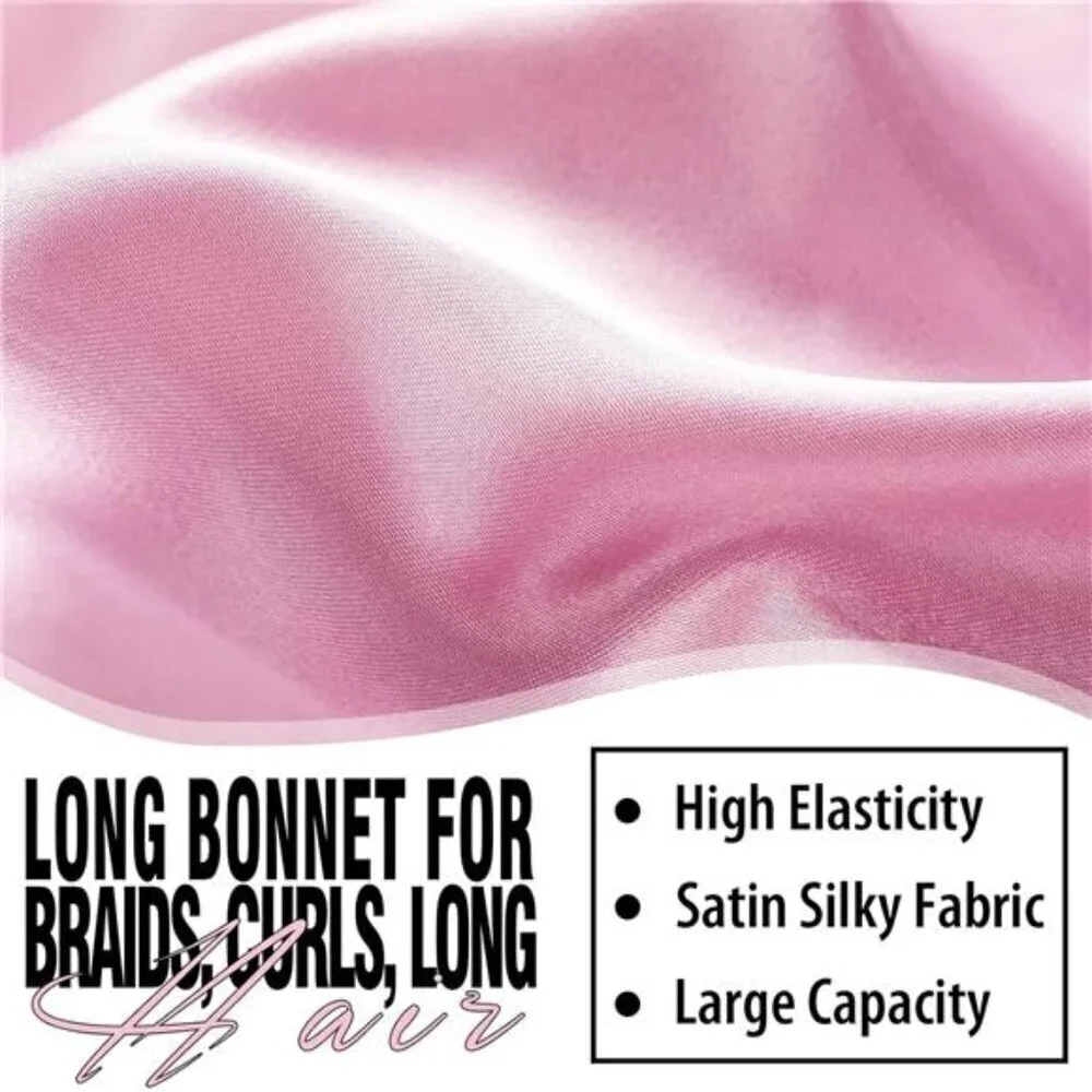 2-Pack Silk Sleep Bonnets Extra Long & Large Size Braids, Long Hair, and Natural